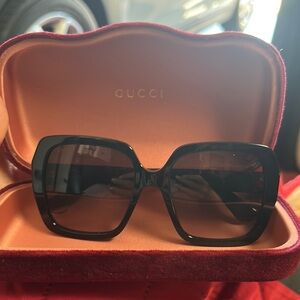 Gucci Black Square Sunglasses with Gradient Lenses
